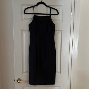 Bebe Black Sheath Midi Dress Spaghetti Strap Cocktail